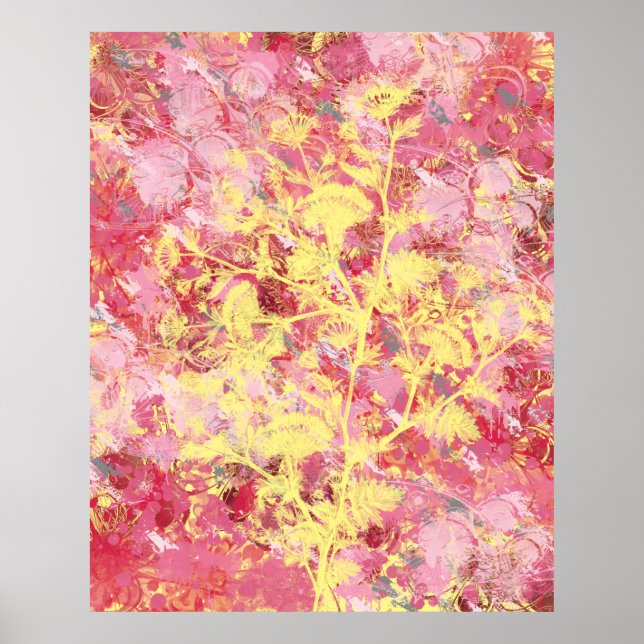 Poster Abstrato Floral Rosa (Frente)