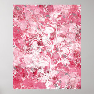 Poster Abstrato Floral Rosa