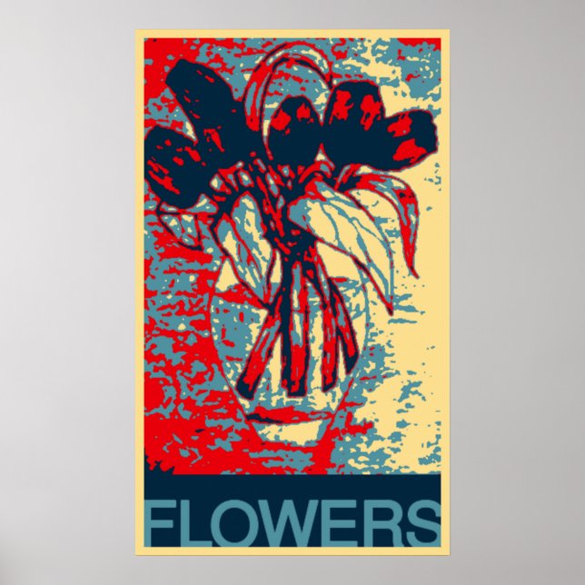 Poster Abstrato flores em um vaso (Frente)