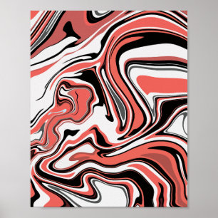 Poster Abstrato Fluxo de Laranja, Branco e Preto