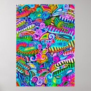 Poster Abstrato forma a arte 9 muito colorida