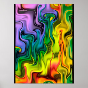 Poster Abstrato Fractal Colorido
