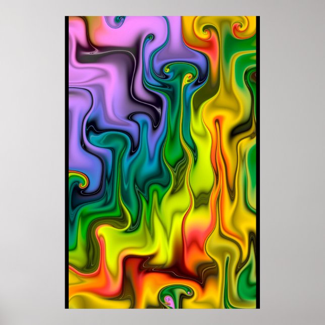 Poster Abstrato Fractal Colorido (Frente)