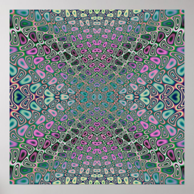 Pôster Abstrato Fractal Holograma multicolorido (Frente)