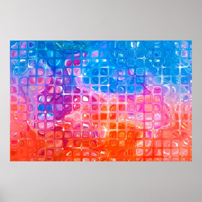 Poster abstrato fundo.mosaico multicolor (Frente)
