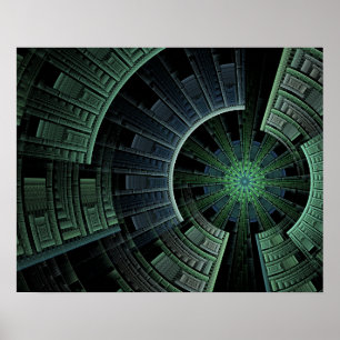 Pôster Abstrato Geométrica de Pod Verde Cósmico