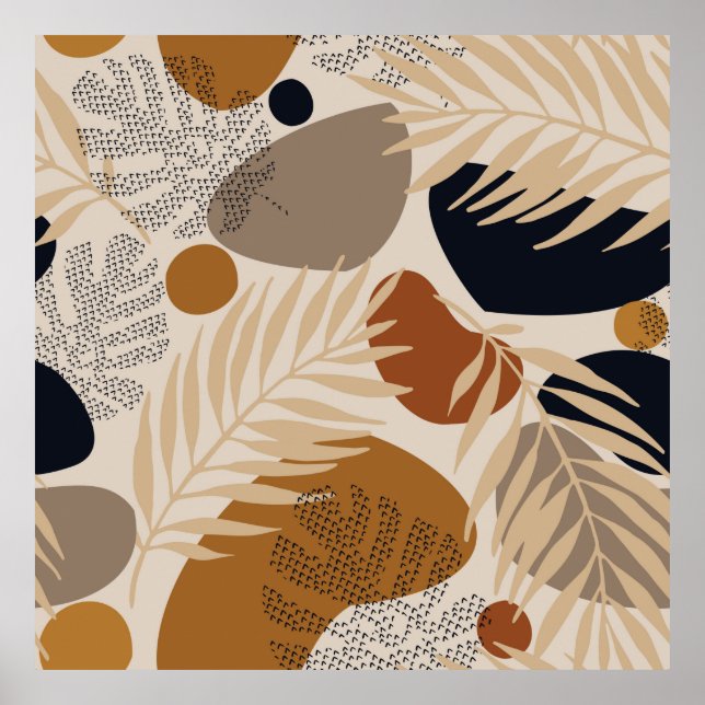 Poster Abstrato geométrica, formas naturais no mínimo nor (Frente)