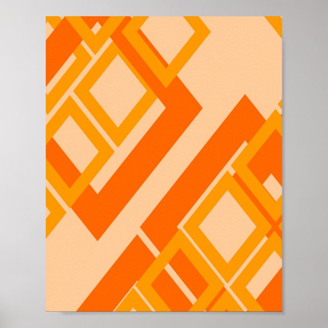 Poster Abstrato geométrica laranja e amarela (Frente)