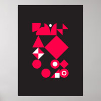 Abstrato Geométrico Art (Vermelho, Preto e Branco)