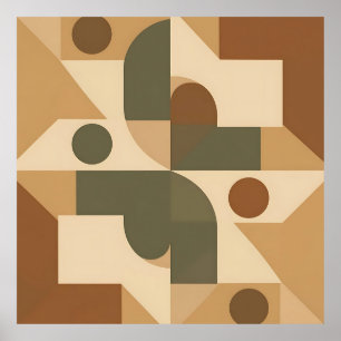 Poster Abstrato Geométrico Boho Terroso