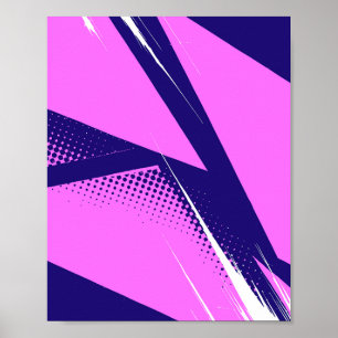 Poster Abstrato Geométrico com Fundo Azul Escuro