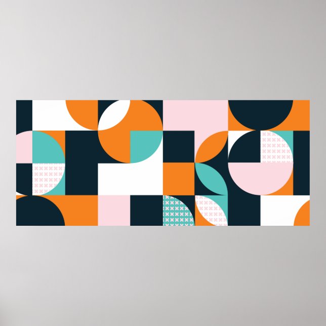 Poster Abstrato geométrico com quadrados, triângulo (Frente)