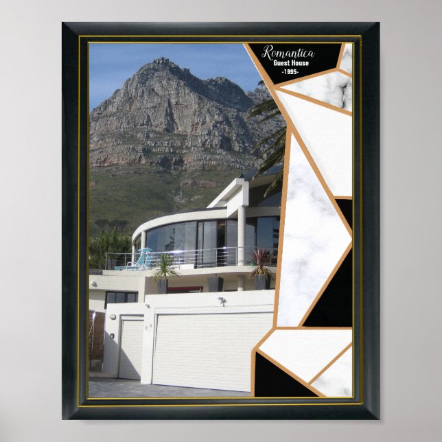 Poster Abstrato Geométrico Dourado Preto (Frente)