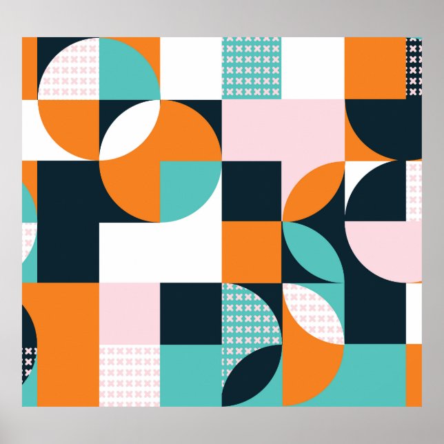 Poster Abstrato Geométrico: Efeito Colorido 3D. (Frente)