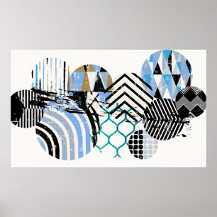 Poster abstrato geométrico em círculo, com inclinação