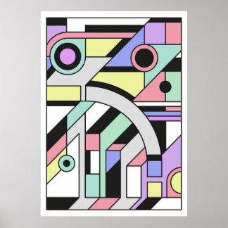 Poster Abstrato geométrico em estilo cubismo