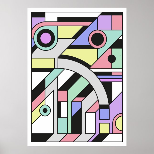 Poster Abstrato geométrico em estilo cubismo (Frente)
