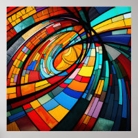 Abstrato geométrico em vidro colorido