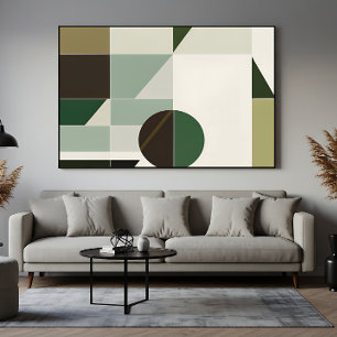 Poster Abstrato Geométrico Moderno em Tons Terrosos