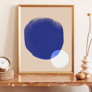 Poster Abstrato Geométrico Moderno Formas Azul Parede beg