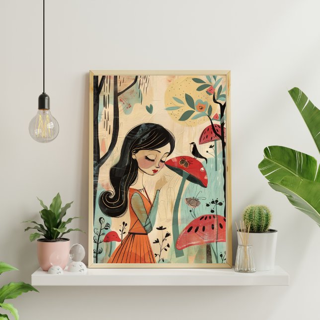 Poster Abstrato Geométrico Nórdico Floral - 12x18 (Criador carregado)