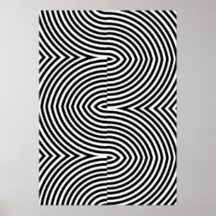 Pôster Abstrato Geométrico Preto e Branco Ousado