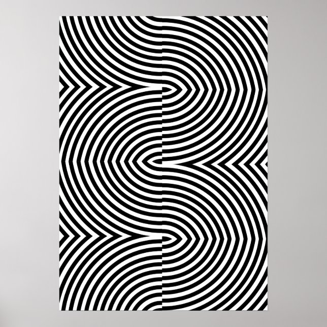 Pôster Abstrato Geométrico Preto e Branco Ousado (Frente)