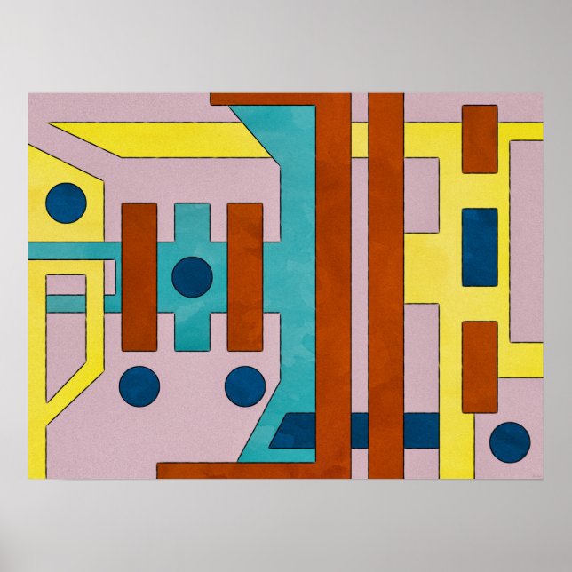 Poster Abstrato Geométrico Voltante Industrial Vibrante (Frente)