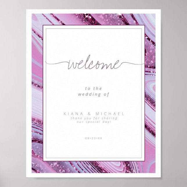 Poster Abstrato Glitter Strata Wedding Wht Lilac ID903 (Frente)