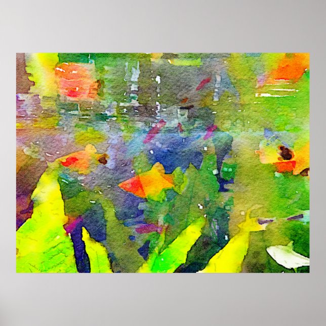 Pôster Abstrato Goldfish Fish Bowlar Aquarium Aquarium Co (Frente)