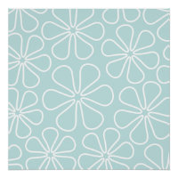 Abstrato Grande Flores Brancas em Pato Azul Ovo