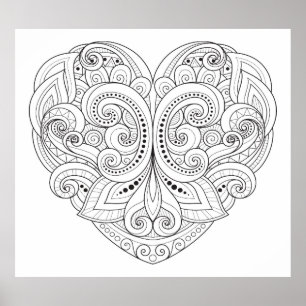 Pôster Abstrato Heart Doodle 2