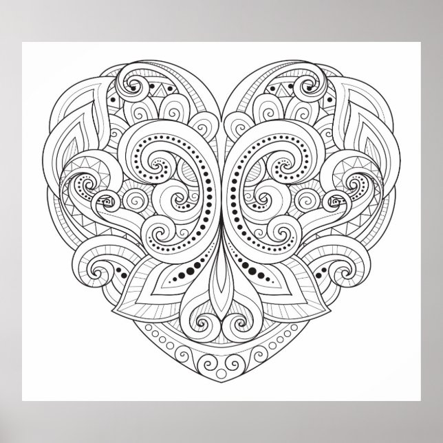 Pôster Abstrato Heart Doodle 2 (Frente)