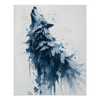 Pôster Abstrato Howling Wolf