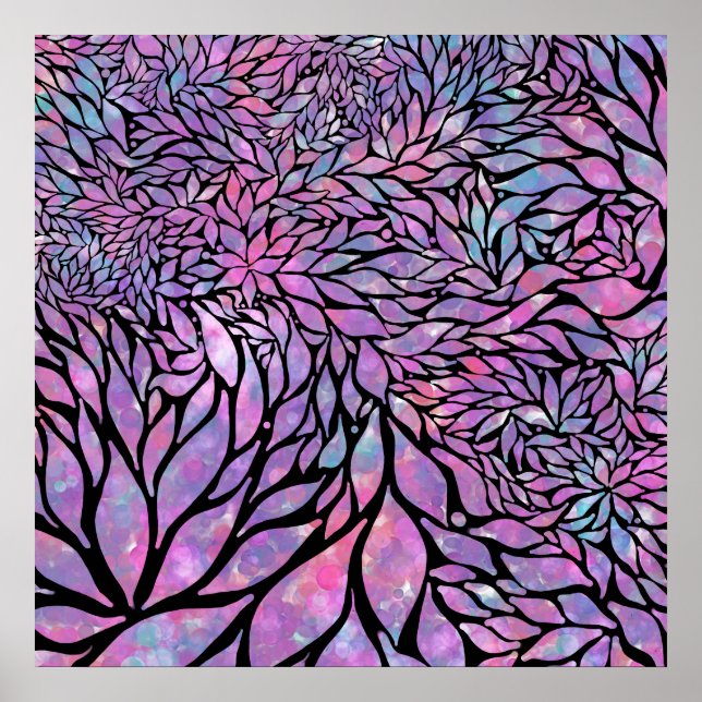 Poster Abstrato impressionista folhas de tela (Frente)