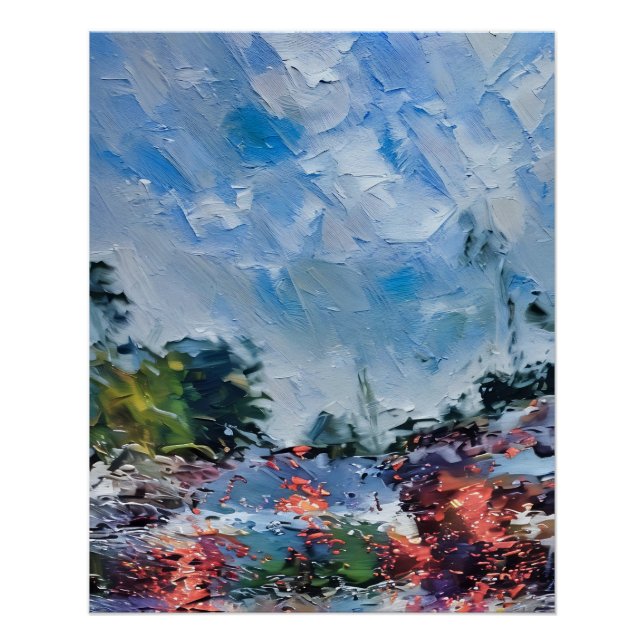 Pôster Abstrato Impressionista Paisagem (Frente)
