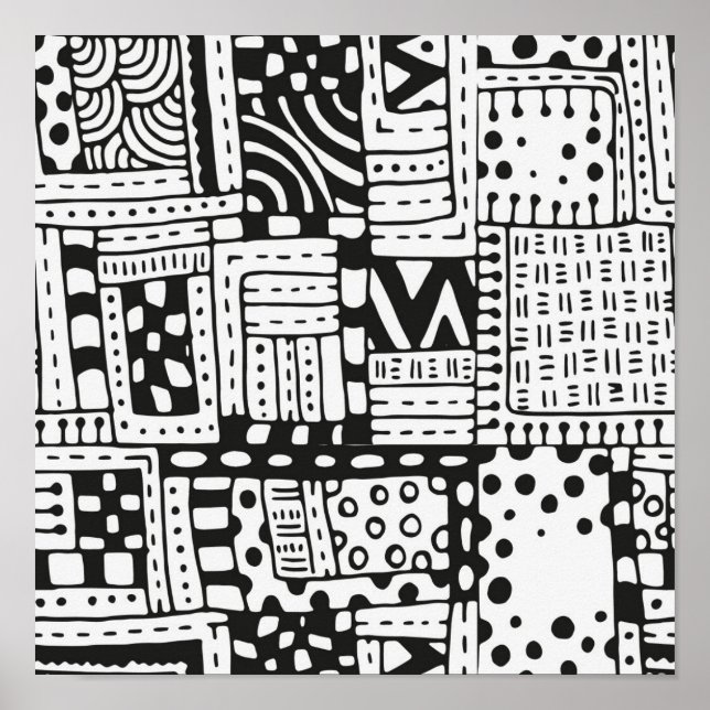 Pôster Abstrato Indígena inspirada Figuras 2 (Frente)