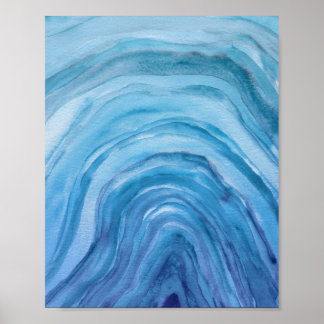 Poster Abstrato Indigo Blue Agate II Watercolor Art