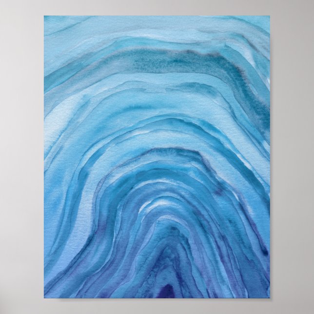 Poster Abstrato Indigo Blue Agate II Watercolor Art (Frente)