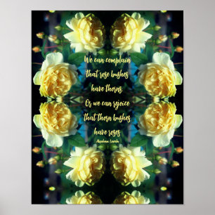 Poster Abstrato Inspiracional de Rosas Amarelas de Atitud