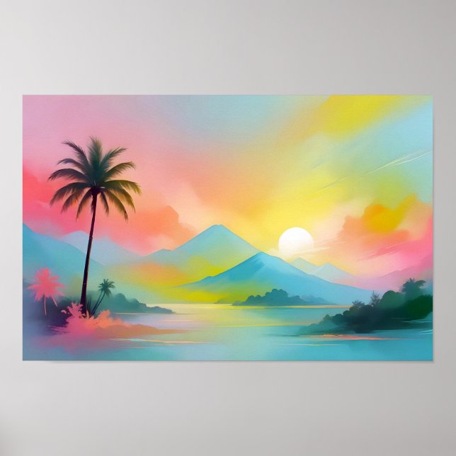 Poster Abstrato Landscape Beach Sky - Arte de fundo (Frente)