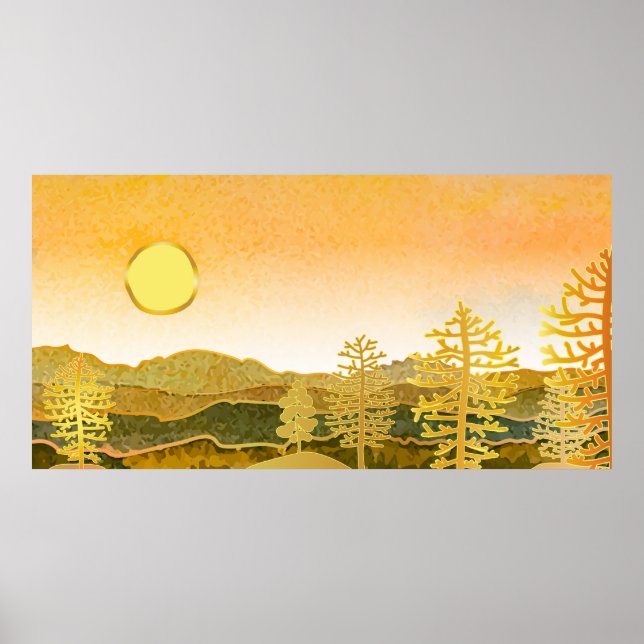 Poster Abstrato Landscape colinas (Frente)