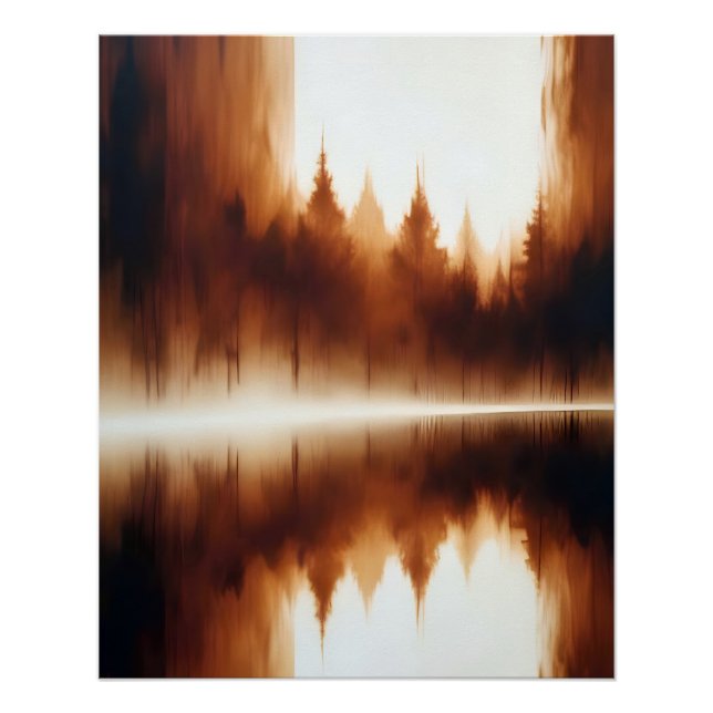 Pôster Abstrato Landscape Lake Forest Poster (Frente)