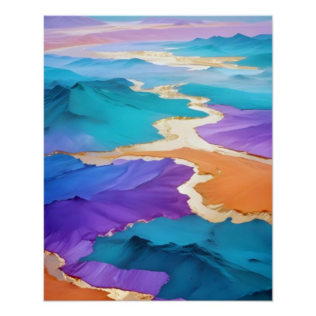 Pôster Abstrato Landscape Mountain Valley Nature Scenery (Frente)