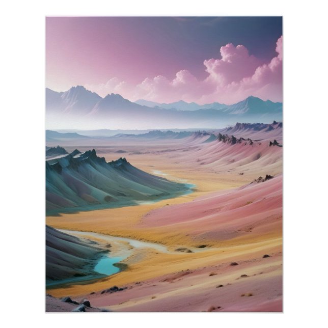 Pôster Abstrato Landscape Mountain Valley Nature Scenery (Frente)
