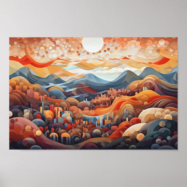 Poster Abstrato Landscape Valley Vs Mountain Illustrator (Frente)