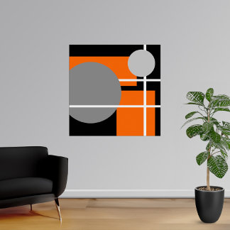 Poster Abstrato Laranja Cinza preto AP0001