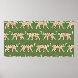 Poster Abstrato Leopardo-Leopardo-Desenho-Mão com Sk Ani