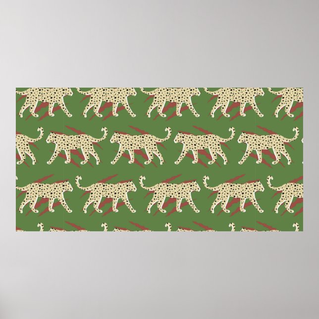 Poster Abstrato Leopardo-Leopardo-Desenho-Mão com Sk Anim (Frente)