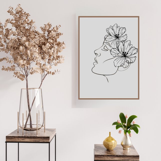 Poster Abstrato Line Art (The sleek, flowing lines and timeless black-and-grey color scheme create a calm, stylish atmosphere)
